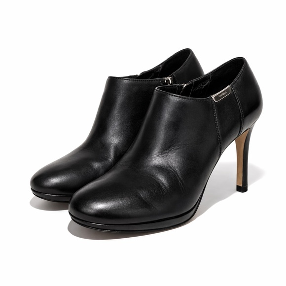 Coach Shoes - Coach Black Leather Ankle Booties Heels Size 8B Classic Minimalist